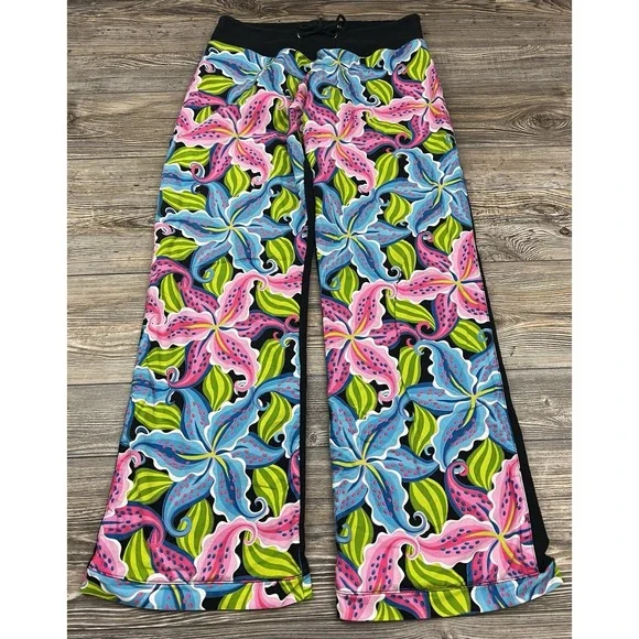 Nilla Shields Pants Floral Print Cotton Psychedelic Hippie Boho 70's Vibe ~LARGE - Picture 1 of 12